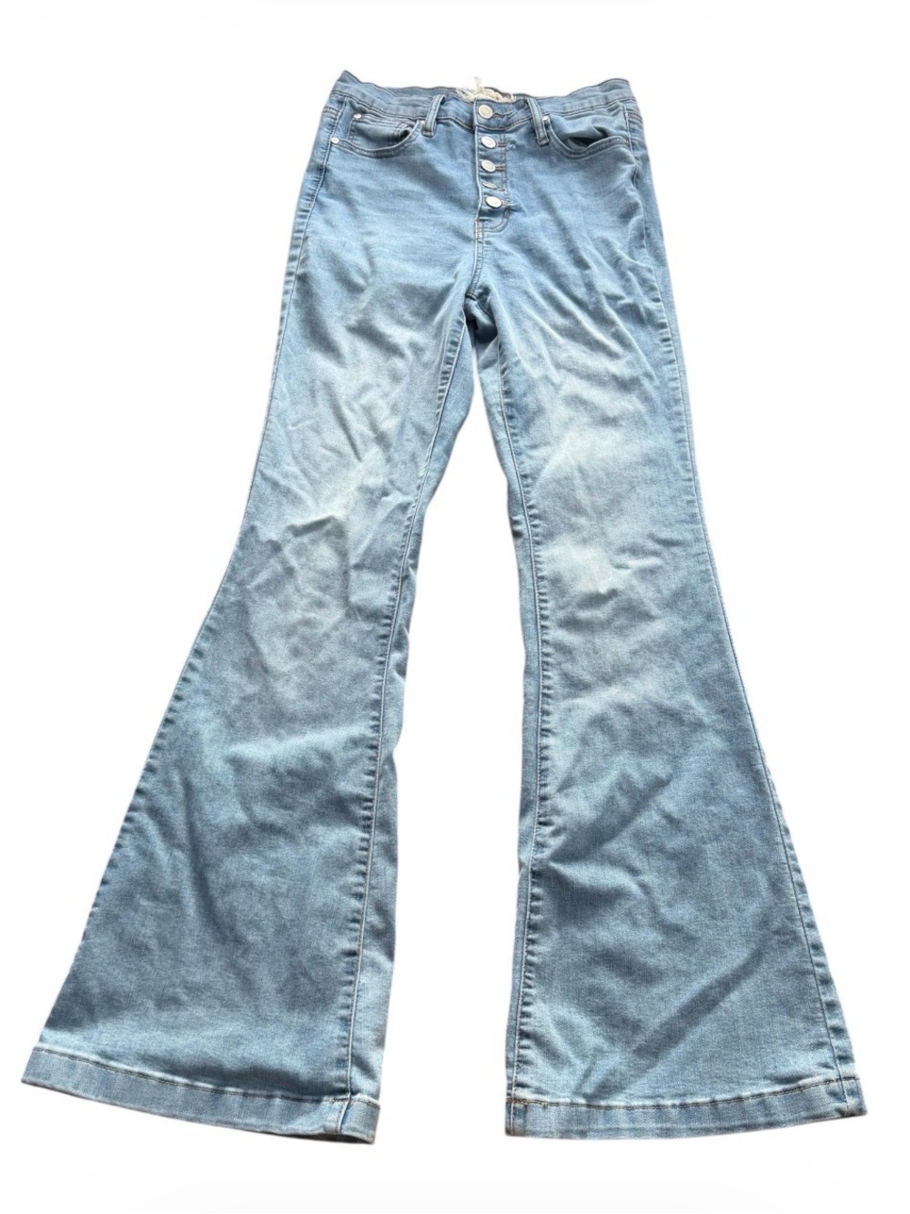 Altar'd State Heart Pocket High Rise Flare Jeans Size 29/9 Light Wash
